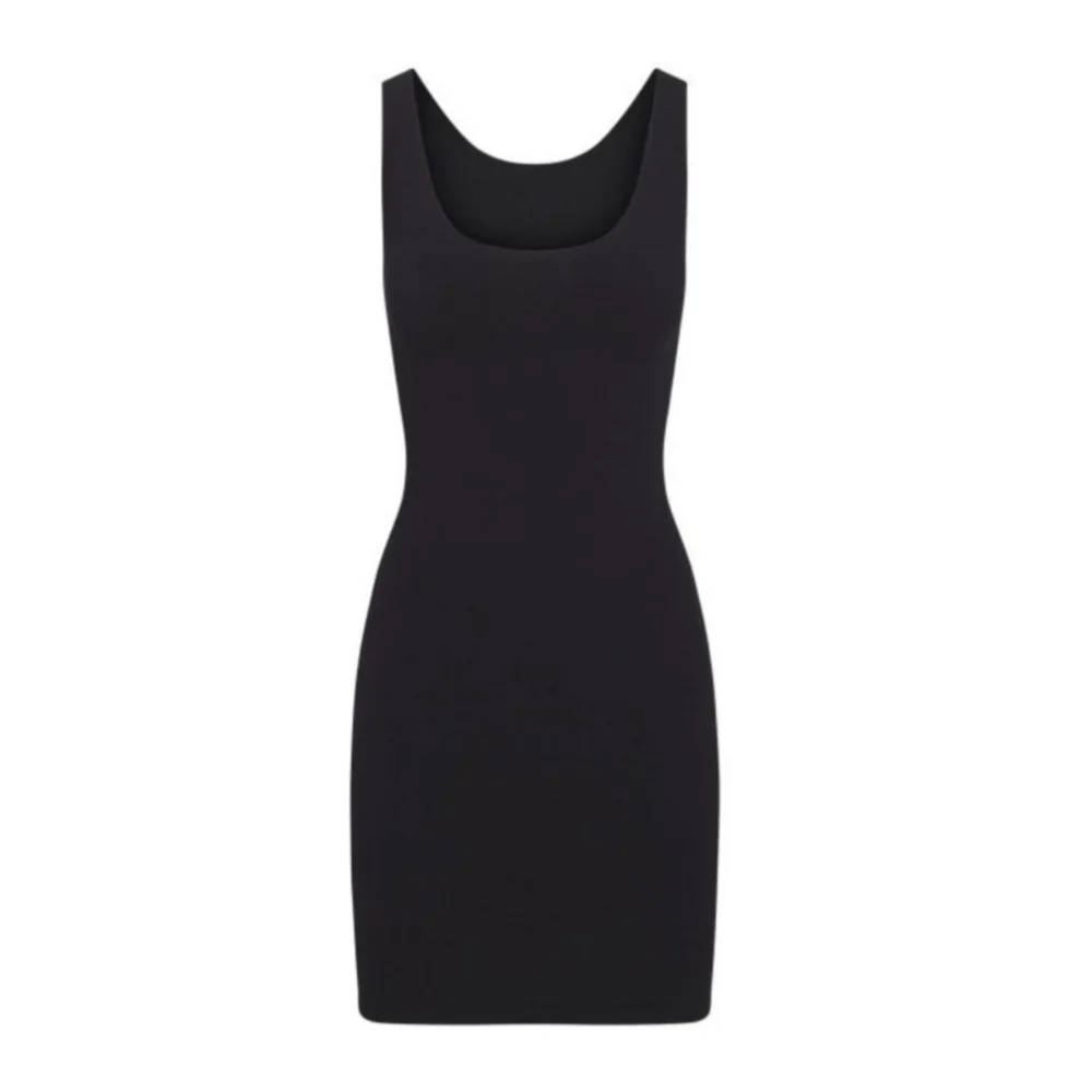 NWT SKIMS Sleep Cotton Jersey Mini Dress Nightgown Scoop Neck Sz Lrg Soot/Black - Picture 5 of 16